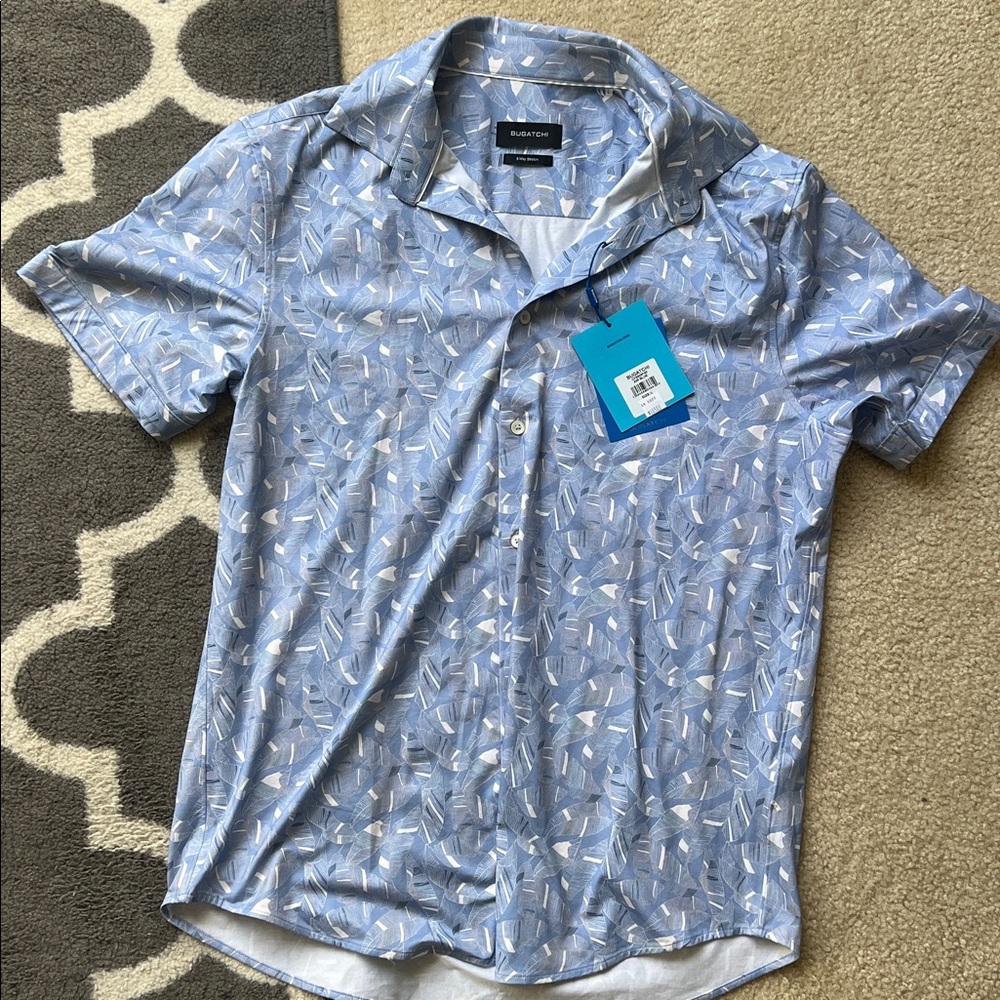 Bugatchi men’s button-down shirt with a leaf/botanical print